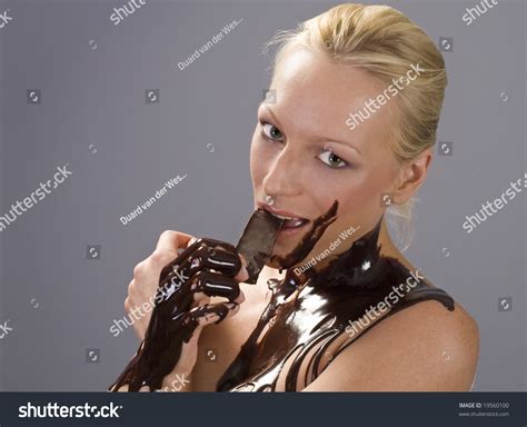 Beautiful Naked Blond Girl Eating Chocolate Stock Photo 19560100 Shutterstock
