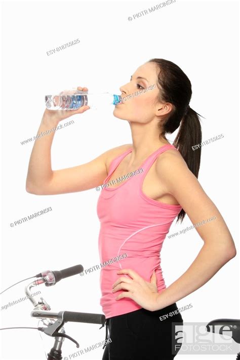 Attractive Brunette Woman With Bike Stock Photo Picture And Low Budget Royalty Free Image Pic