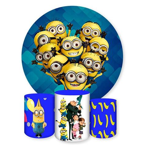 Capa Painel Trio Capas Cilindros Sublimados Tema Minions 859 Painel