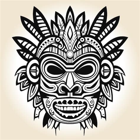 Illustration Vectorielle Du Masque Facial Aztèque Masque Maya Mexicain