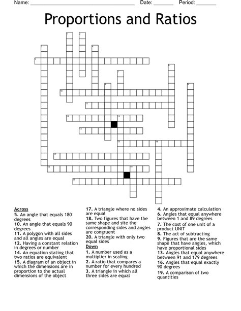 Proportions And Ratios Crossword WordMint