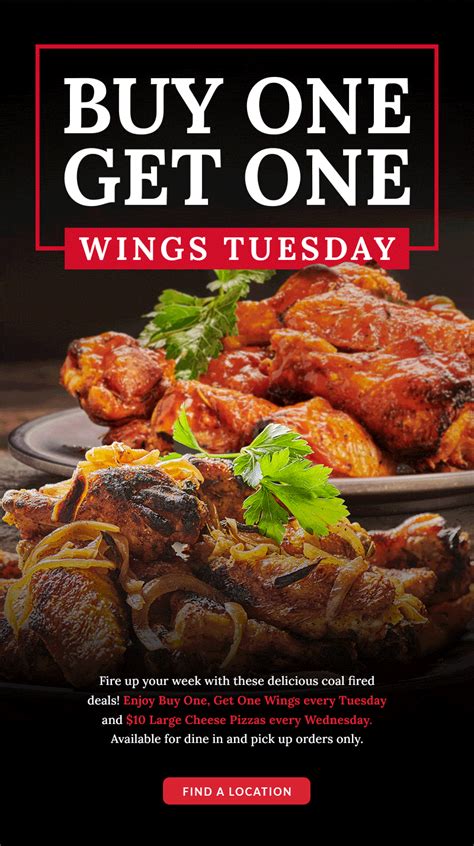 Bogo Wings Tuesdays And 10 Pizza Wednesdays Anthony S Coal Fired Pizza