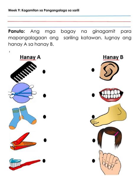 Kagamitan sa pangangalaga sa sarili worksheet | Kindergarten age, Kindergarten worksheets ...