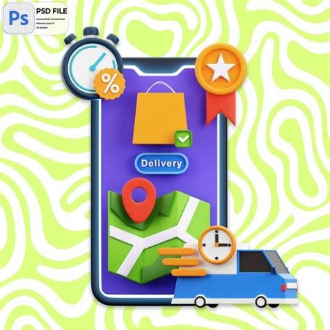 Premium Psd D Online Delivery Tracking Illustration Render Icon