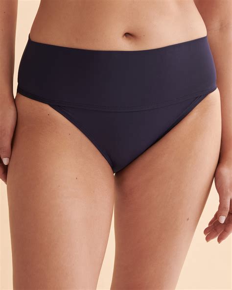 Anne Cole Live In Color High Waist Bikini Bottom Navy Bikini Village