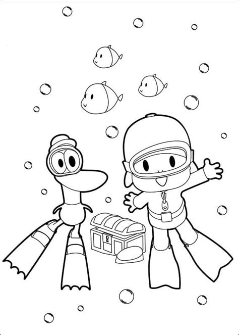 Pocoyo And Pato Fiding Treasure Coloring Pages