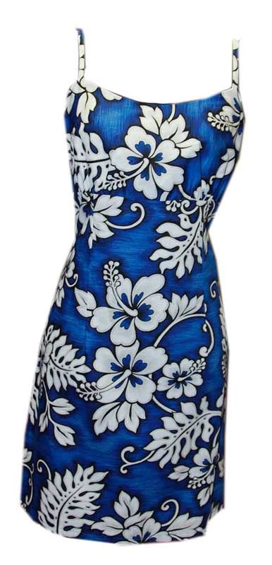 Hawaiian Sweet Spaghetti Strap Texture Hibiscus Navy Dress Jade