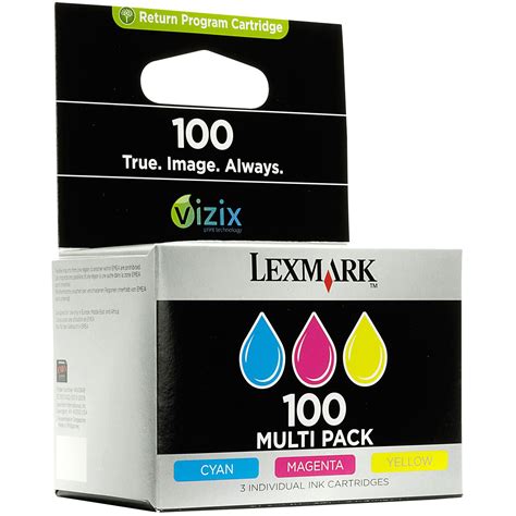 Original Lexmark 100 Cyan Magenta Yellow Pack Ink Cartridges 14n0849