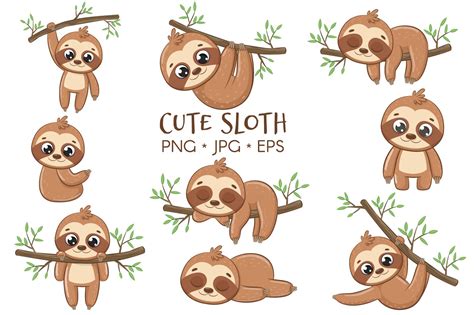 Sloth Clipart Cute Happy Sloth In A Tree Clip Art Clip Art Library