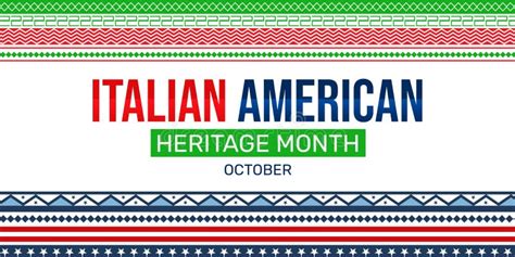 Italian American Heritage Month Background with Traditional Border in Flag Colors. Stock Image ...