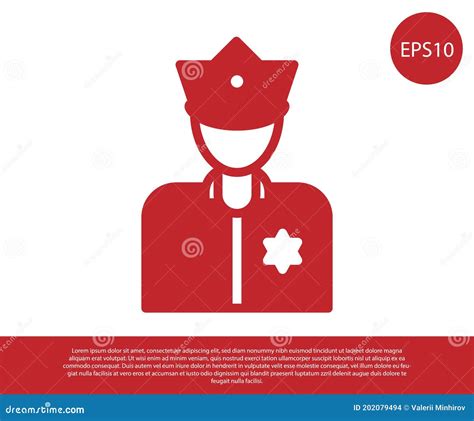 Red Police Officer Icon Isolated On White Background Vector Stock