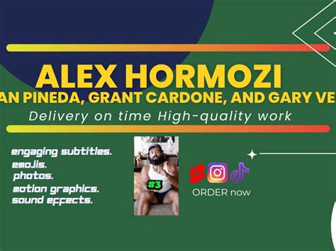 Alex Hormozi Captions Style Caption For Tiktok Shorts And Reels Upwork