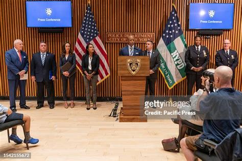 Mayor Eric Adams Speaks At Public Safety Announcement At Nypd News