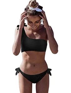 Peuignao Bikini Monospalla Donna Vita Alta Costumi Da Bagno Donna Costume Fascia Donna Due Pezzi