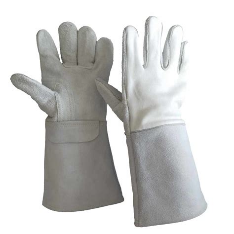 White Reinforced Cow Split Safety Welding Leather Hand Glove China