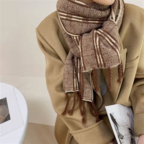 Sat N Al N Luxury Winter Cashmere Scarf Fashion Plaid Scarves Women Men