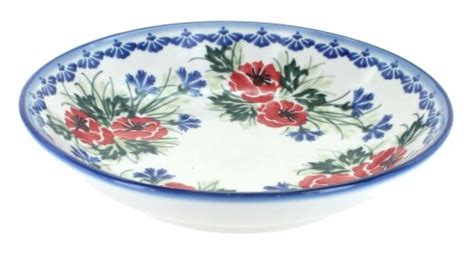 Blue Rose Polish Pottery Cherry Red Bouquet Large Salad Bowl 1 QFC