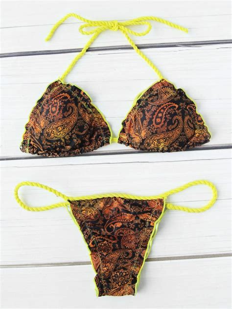 Paisley Print Triangle Bikini Set SheIn Sheinside