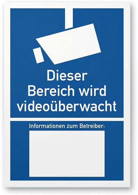 Komma Security Bereich wird videoüberwacht Kunststoff Schild nach DIN