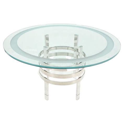 Polished Stainless Steel And Thick Glass Top Dining Room Table For Sale At 1stdibs Thick Glass