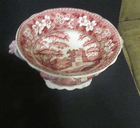 Spode China Pink Tower Footed Dish Bowl Serving With 2 Handles COPELAND