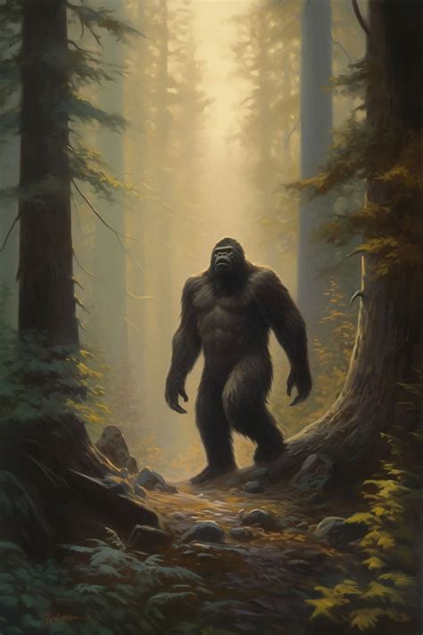 Bigfoot In Forest Beautiful Poster Etsy In 2024 Bigfoot Pictures