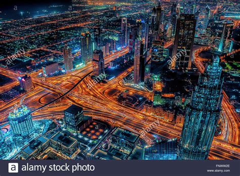 Dubai city at night Stock Photo - Alamy