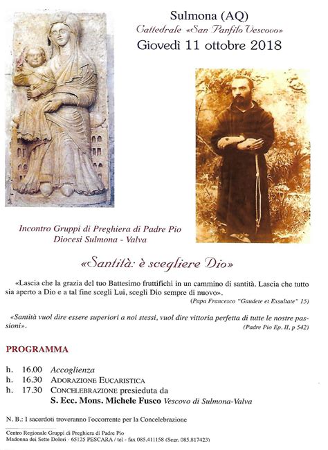 Gruppi Di Preghiera Padre Pio Abruzzo I Convegni Diocesani Dei