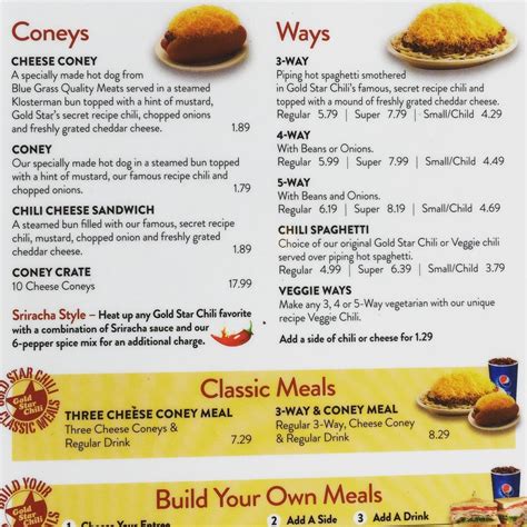 Menu At Gold Star Chili Fast Food Covington 504 W 4th St