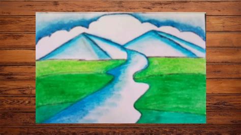 How To Draw Scenery Of Mountain Step By Step Very Easy Youtube