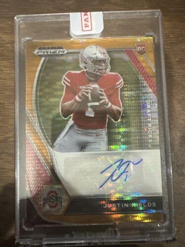 2021 PANINI PRIZM DRAFT PICKS JUSTIN FIELDS ROOKIE AUTO ORANGE PULSAR