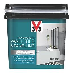 V33 750ml Soft Grey Satin Tile Paint - Screwfix