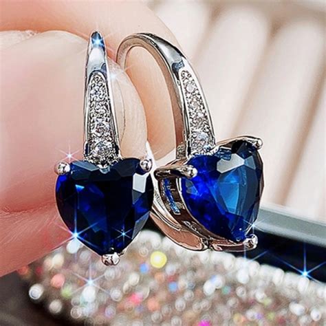 Jewelry Blue Sapphire Heart Earrings Silver Poshmark