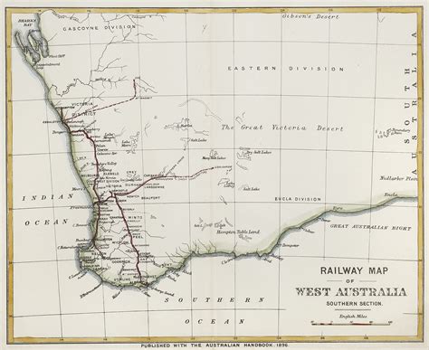 railway map  west australian southern section antique print map room