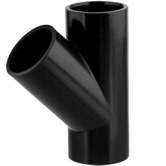PVC-U T-Stück 45° Schwarz UV-stabil, 3fach Klebemuffe, 7,52