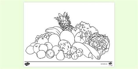 fruits  vegetables colouring page  kids