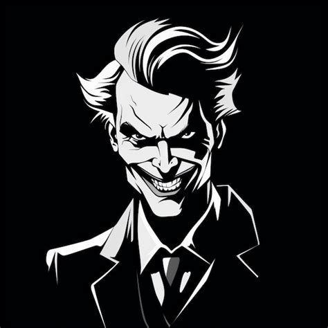 Premium Photo | The Joker Minimalist Black and White Vector Art ...