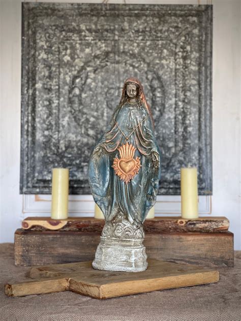 Virgin Mary Cement Statue Etsy