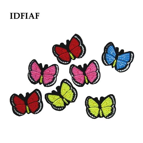 Idfiaf Cute Colorful 10pcs Mixed Butterfly Patches Iron On Fabric Sticker For Clothes