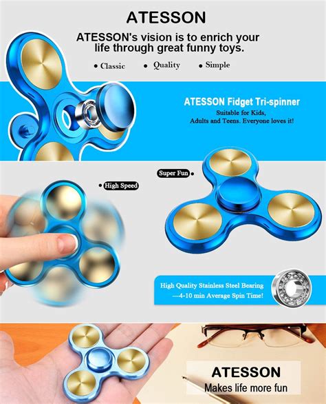 Atesson Fidget Spinner Toy 4 To 10 Min Spins Ultra