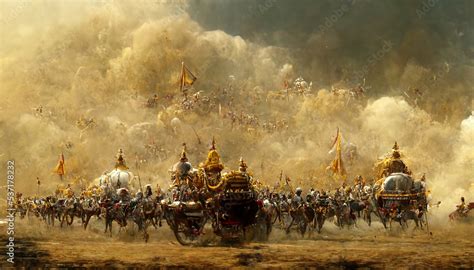 ai generated image depicting  war   pandavas  kauravas