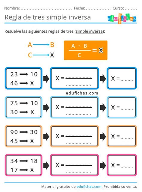 Regla De Tres Inversa Regla De Tres Matematicas Matematicas Tercero