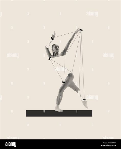 Contemporary art collage with young woman. ballerina dancing isolated ...