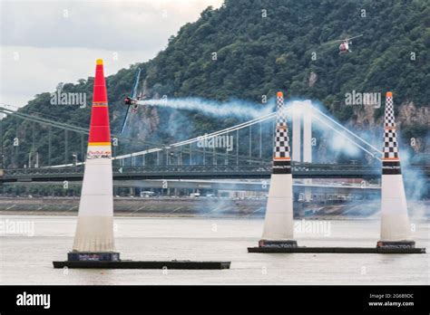 Budapest Hungary June Zivko Edge With Smoke On Flying