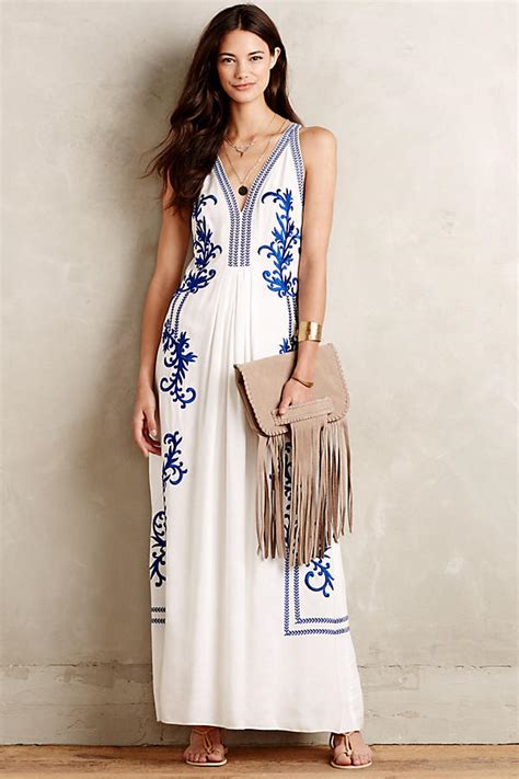 Aska Embroidered Maxi Dress Anthropologie