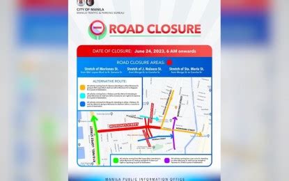 Alternative Routes For Araw Ng Maynila Road Closures Released