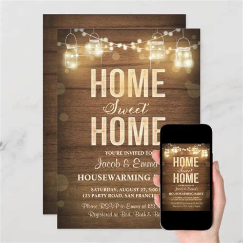 Housewarming Invitation Home Sweet Home Rustic Zazzle