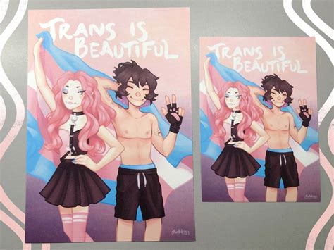 Trans Is Beautiful Art Print Transgender Original Characters Etsy