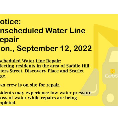 Notice Unscheduled Water Line Repair Town Of Carbonear