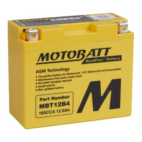 Motobatt Battery Quadflex AGM MBT12B 4 Bike Torque